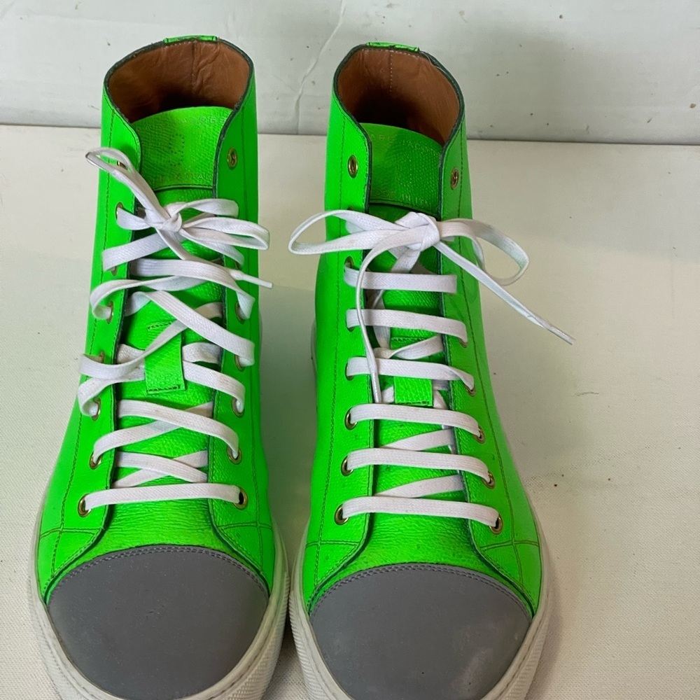 Marc Jacobs green grey white leather top sneakers